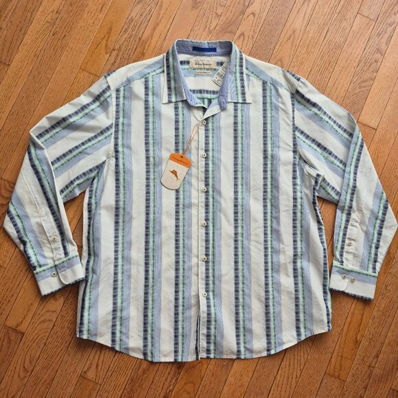 NWT Tommy Bahama Island Modern Fit Striped Long Sleeve Button Down XLX - Picture 1 of 14